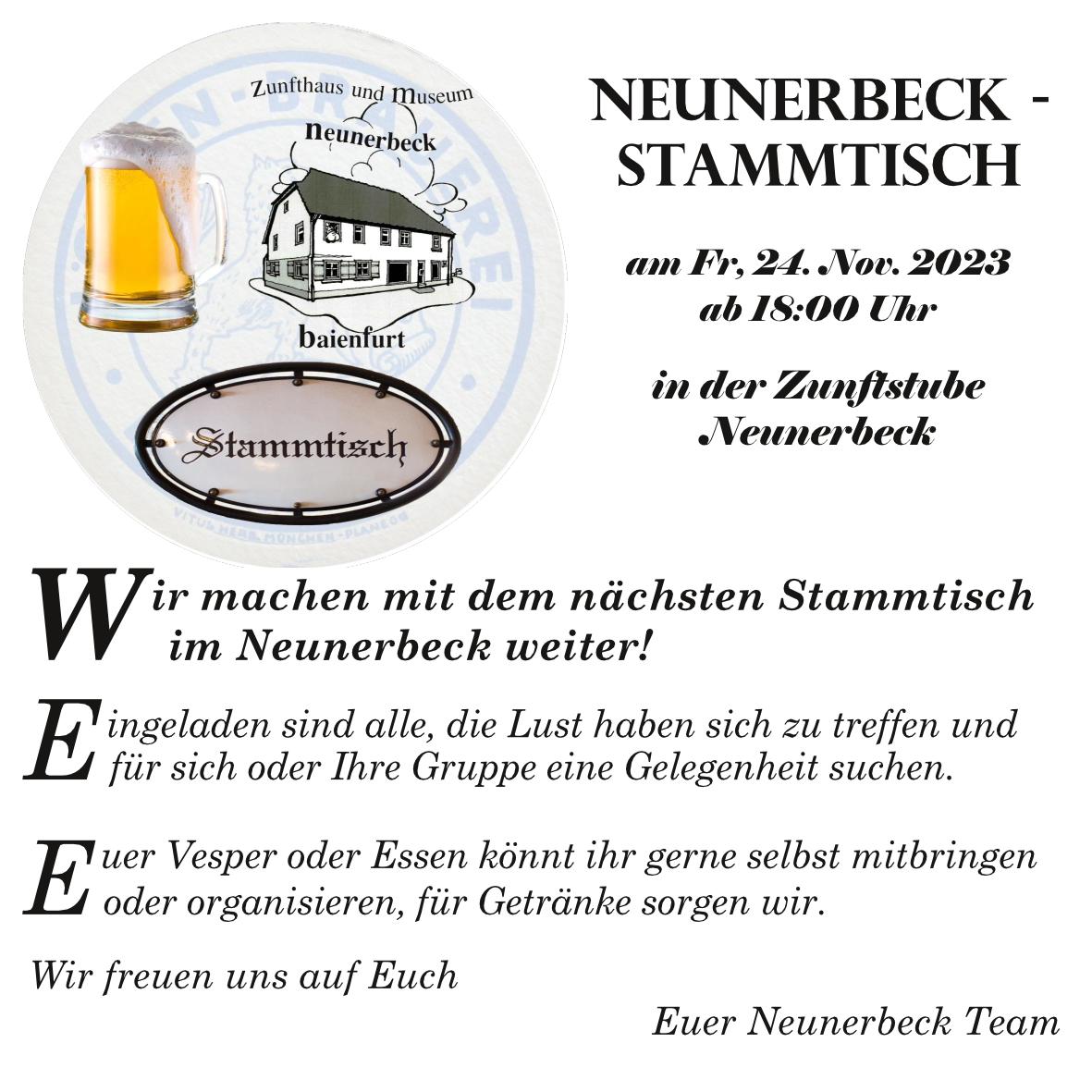 Flyer Neunerbeck Stammtisch 24.11.2023