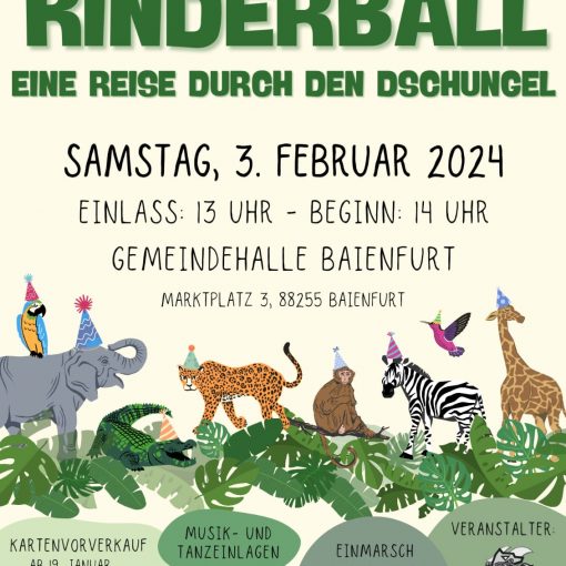 Kinderball 03.02.2024 13:00 Uhr - Gemeindehalle Baienfurt